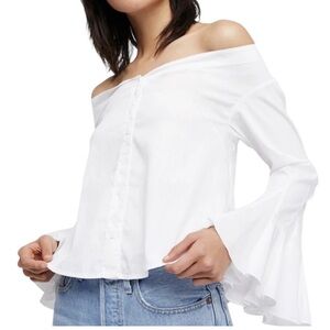 FREE PEOPLE White March to the Beat Top size small- bohemian perfection!